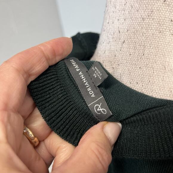 Adrianna Papell Pullover Sweater Top sz Medium Hunter Green Lace Dressy Stretch - Picture 7 of 7